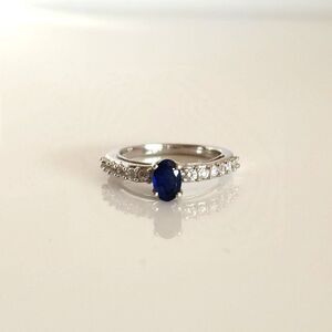 Sapphire and Zircon Accents Ring Size 5
